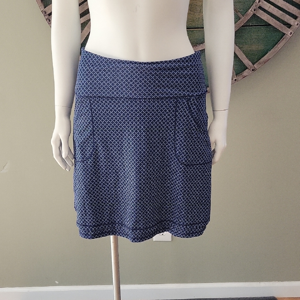 Peter Millar Navy Geometric Convertable Penny Swing Skort